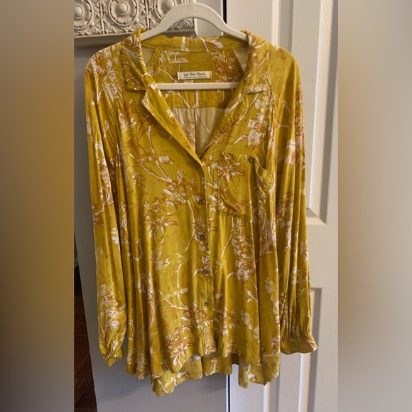 We The Free Mustard Floral Blouse - SZ Medium - Picture 5 of 12